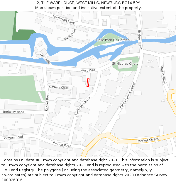 2, THE WAREHOUSE, WEST MILLS, NEWBURY, RG14 5PY: Location map and indicative extent of plot