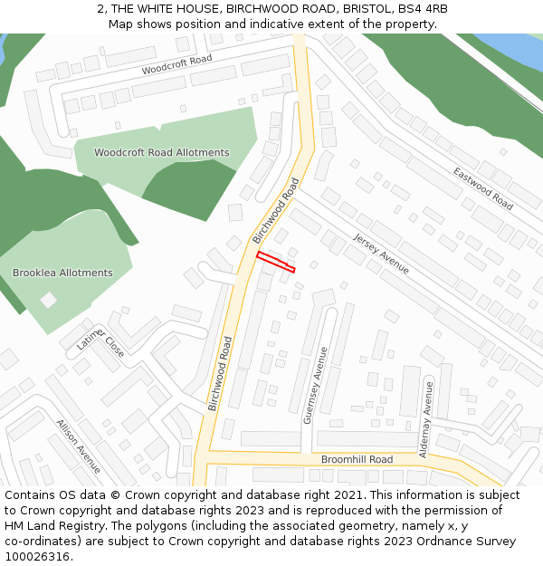 2, THE WHITE HOUSE, BIRCHWOOD ROAD, BRISTOL, BS4 4RB: Location map and indicative extent of plot