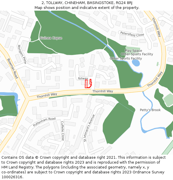 2, TOLLWAY, CHINEHAM, BASINGSTOKE, RG24 8RJ: Location map and indicative extent of plot