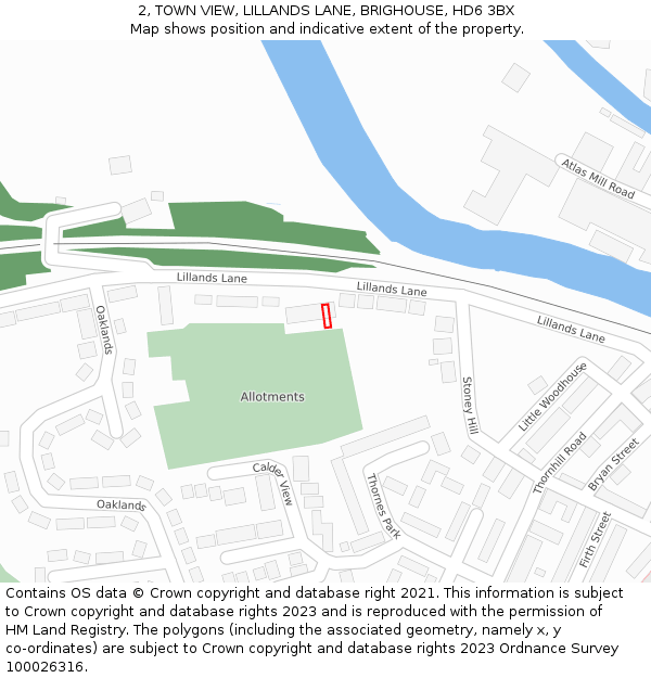2, TOWN VIEW, LILLANDS LANE, BRIGHOUSE, HD6 3BX: Location map and indicative extent of plot
