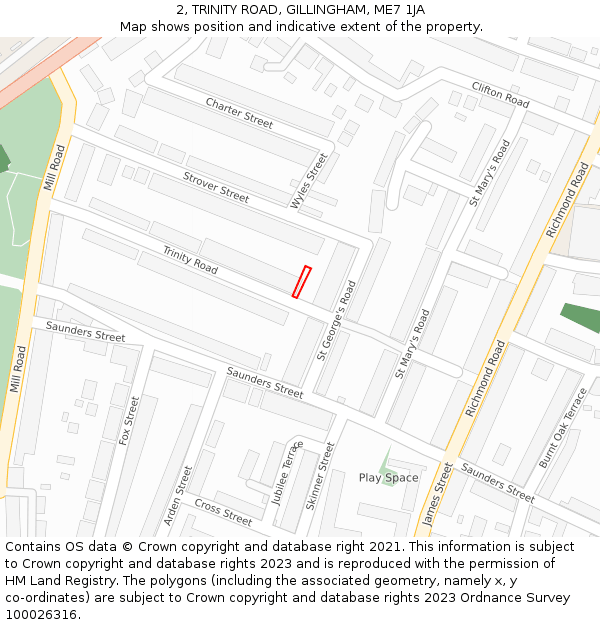 2, TRINITY ROAD, GILLINGHAM, ME7 1JA: Location map and indicative extent of plot