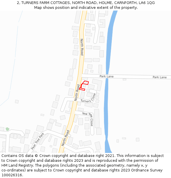 2, TURNERS FARM COTTAGES, NORTH ROAD, HOLME, CARNFORTH, LA6 1QG: Location map and indicative extent of plot