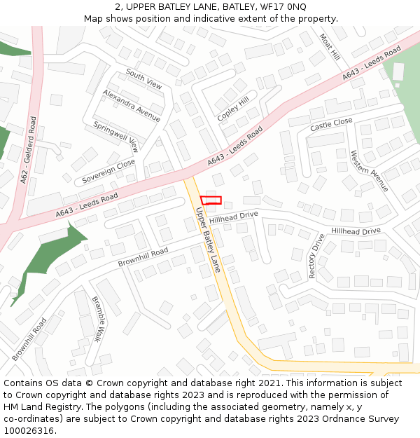 2, UPPER BATLEY LANE, BATLEY, WF17 0NQ: Location map and indicative extent of plot