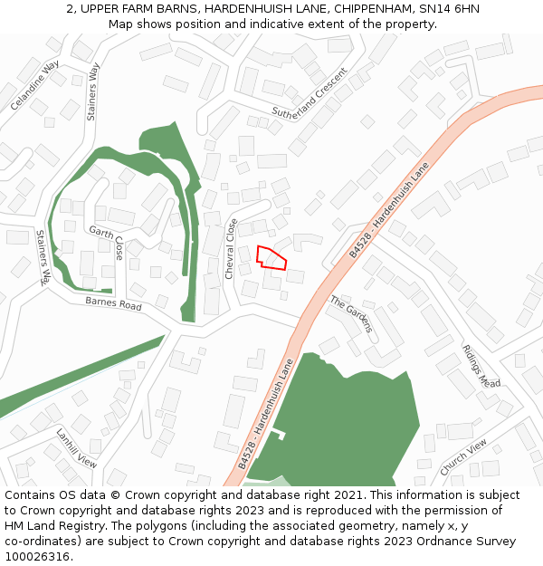 2, UPPER FARM BARNS, HARDENHUISH LANE, CHIPPENHAM, SN14 6HN: Location map and indicative extent of plot