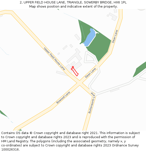 2, UPPER FIELD HOUSE LANE, TRIANGLE, SOWERBY BRIDGE, HX6 1PL: Location map and indicative extent of plot