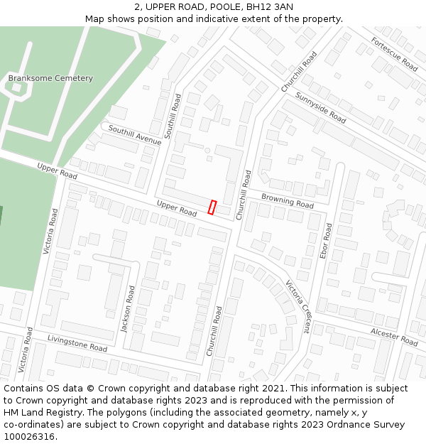 2, UPPER ROAD, POOLE, BH12 3AN: Location map and indicative extent of plot