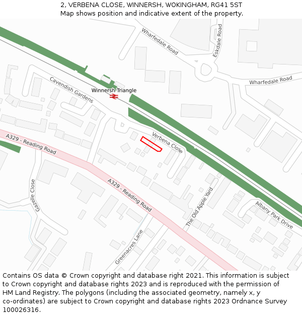 2, VERBENA CLOSE, WINNERSH, WOKINGHAM, RG41 5ST: Location map and indicative extent of plot