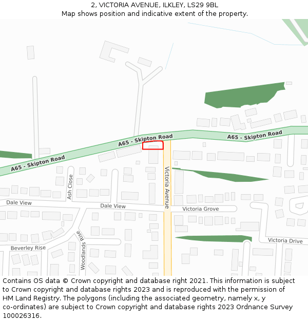 2, VICTORIA AVENUE, ILKLEY, LS29 9BL: Location map and indicative extent of plot