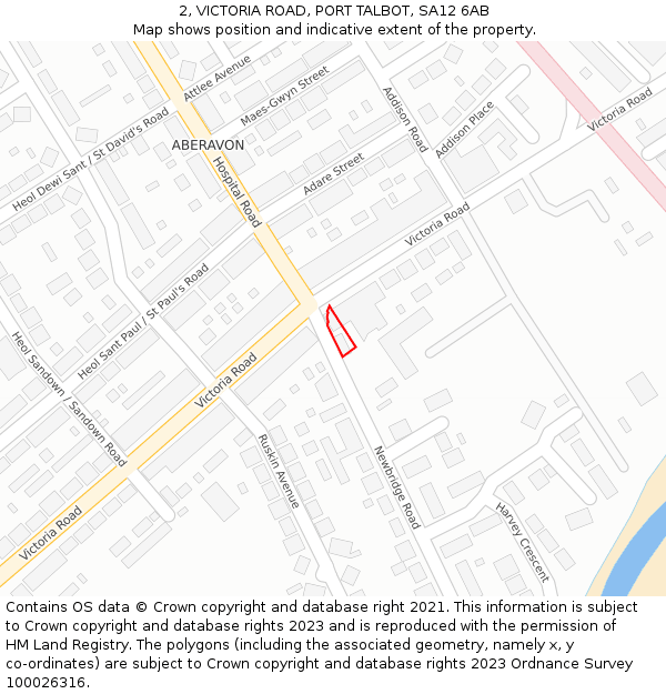 2, VICTORIA ROAD, PORT TALBOT, SA12 6AB: Location map and indicative extent of plot
