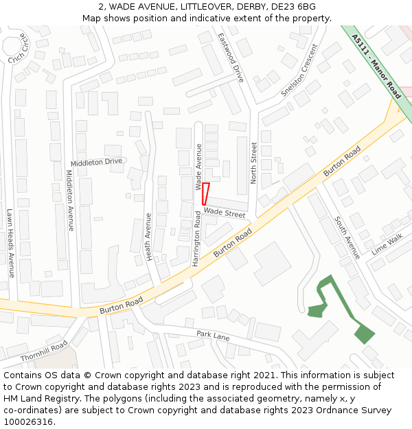 2, WADE AVENUE, LITTLEOVER, DERBY, DE23 6BG: Location map and indicative extent of plot