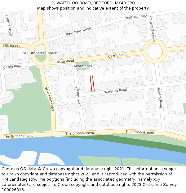 2, WATERLOO ROAD, BEDFORD, MK40 3PQ: Location map and indicative extent of plot