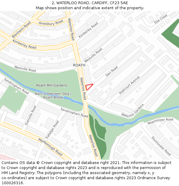 2, WATERLOO ROAD, CARDIFF, CF23 5AE: Location map and indicative extent of plot
