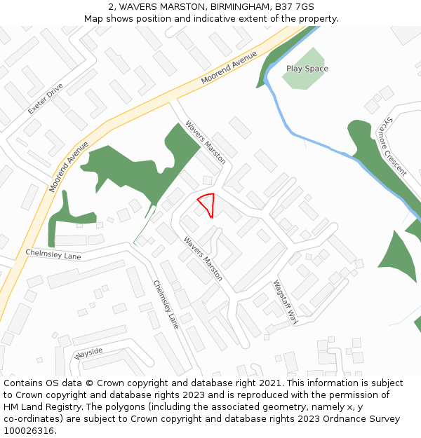 2, WAVERS MARSTON, BIRMINGHAM, B37 7GS: Location map and indicative extent of plot