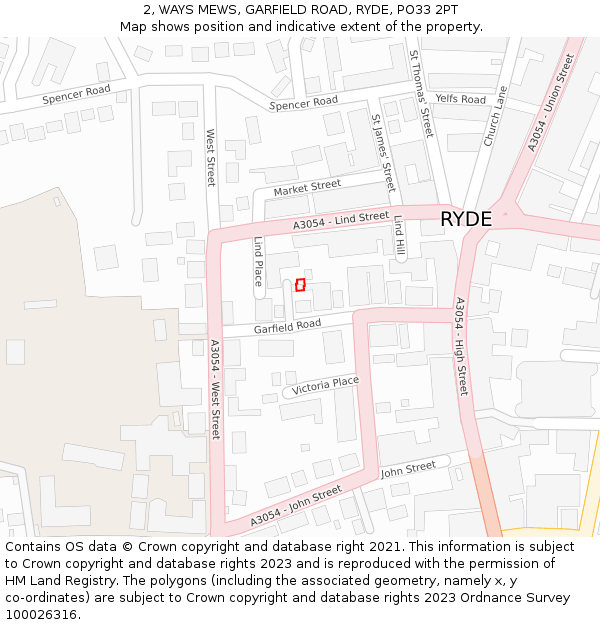 2, WAYS MEWS, GARFIELD ROAD, RYDE, PO33 2PT: Location map and indicative extent of plot