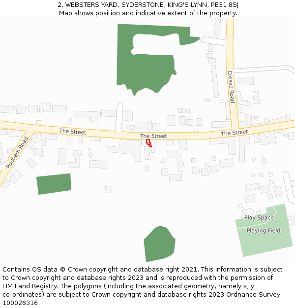 2, WEBSTERS YARD, SYDERSTONE, KING'S LYNN, PE31 8SJ: Location map and indicative extent of plot