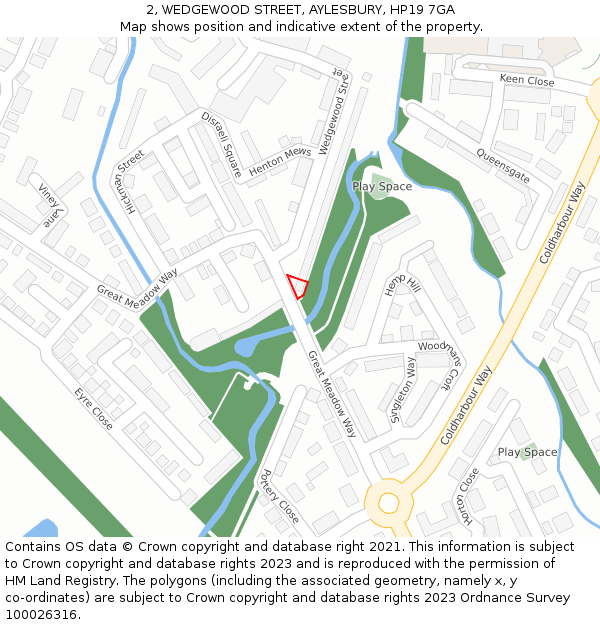 2, WEDGEWOOD STREET, AYLESBURY, HP19 7GA: Location map and indicative extent of plot