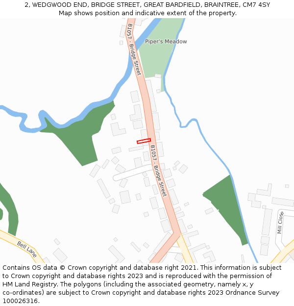 2, WEDGWOOD END, BRIDGE STREET, GREAT BARDFIELD, BRAINTREE, CM7 4SY: Location map and indicative extent of plot