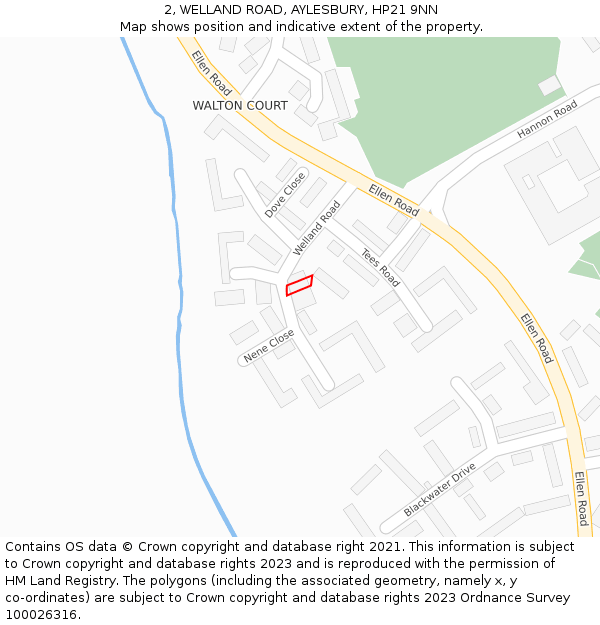 2, WELLAND ROAD, AYLESBURY, HP21 9NN: Location map and indicative extent of plot