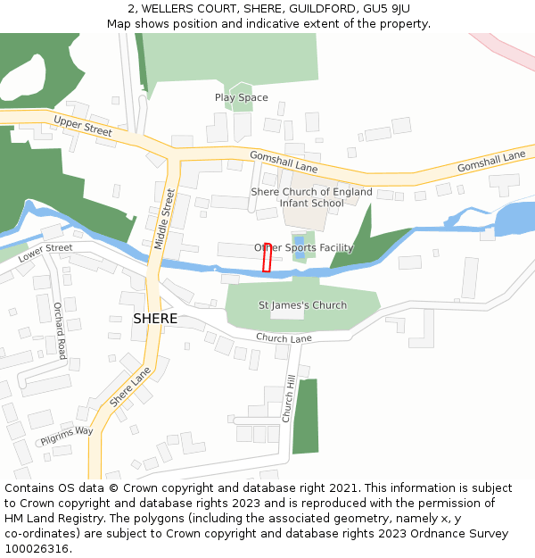 2, WELLERS COURT, SHERE, GUILDFORD, GU5 9JU: Location map and indicative extent of plot