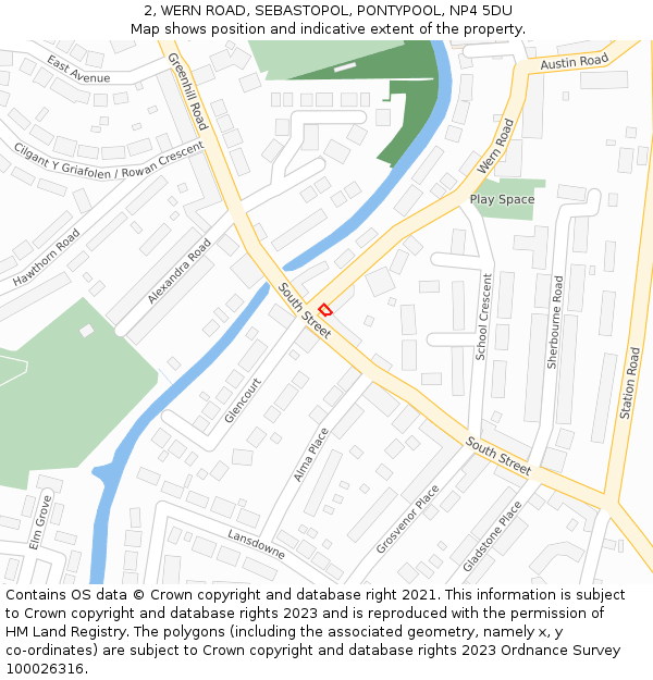 2, WERN ROAD, SEBASTOPOL, PONTYPOOL, NP4 5DU: Location map and indicative extent of plot