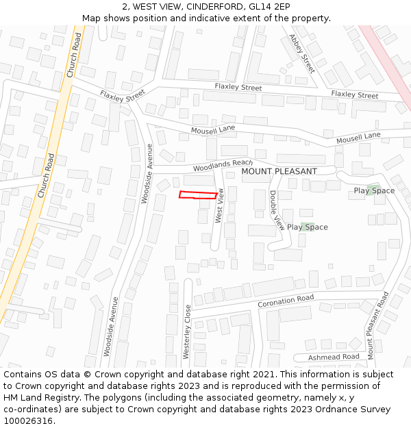 2, WEST VIEW, CINDERFORD, GL14 2EP: Location map and indicative extent of plot