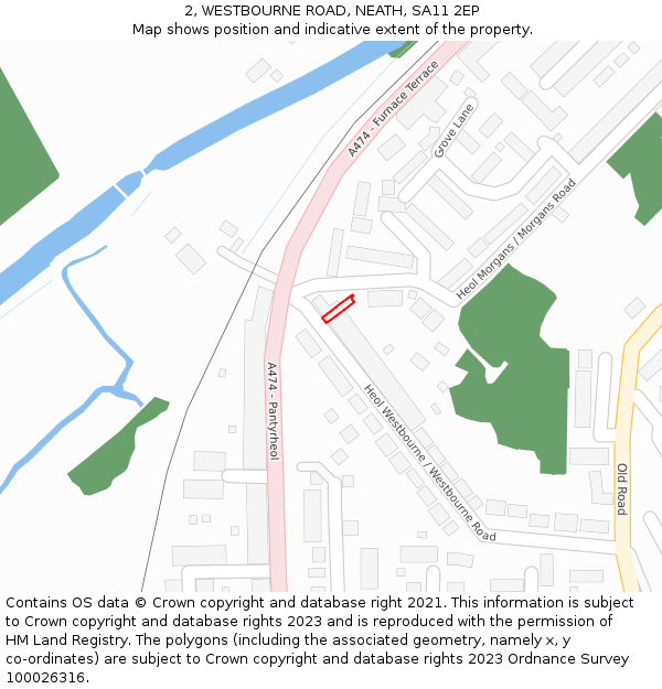 2, WESTBOURNE ROAD, NEATH, SA11 2EP: Location map and indicative extent of plot