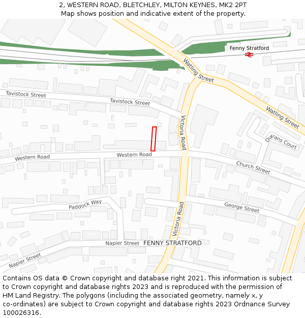 2, WESTERN ROAD, BLETCHLEY, MILTON KEYNES, MK2 2PT: Location map and indicative extent of plot