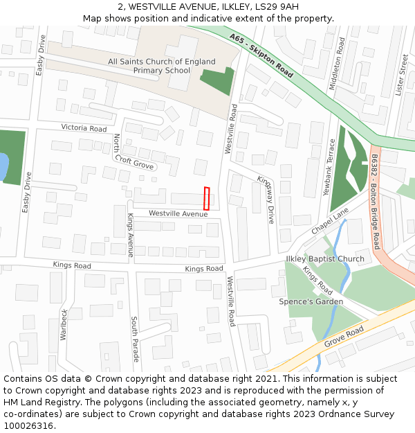 2, WESTVILLE AVENUE, ILKLEY, LS29 9AH: Location map and indicative extent of plot