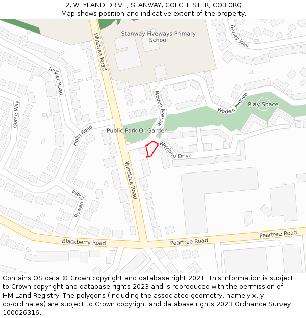 2, WEYLAND DRIVE, STANWAY, COLCHESTER, CO3 0RQ: Location map and indicative extent of plot
