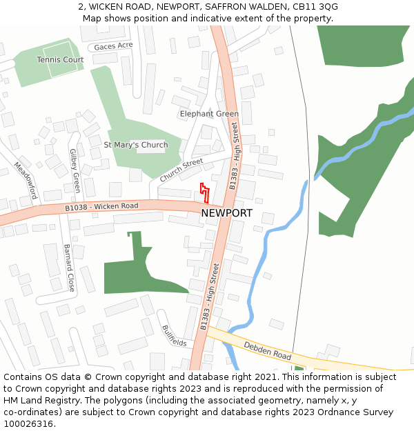 2, WICKEN ROAD, NEWPORT, SAFFRON WALDEN, CB11 3QG: Location map and indicative extent of plot