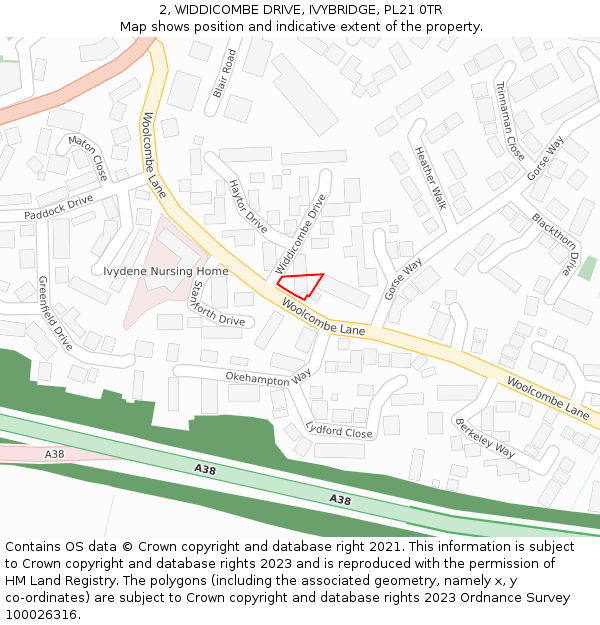2, WIDDICOMBE DRIVE, IVYBRIDGE, PL21 0TR: Location map and indicative extent of plot