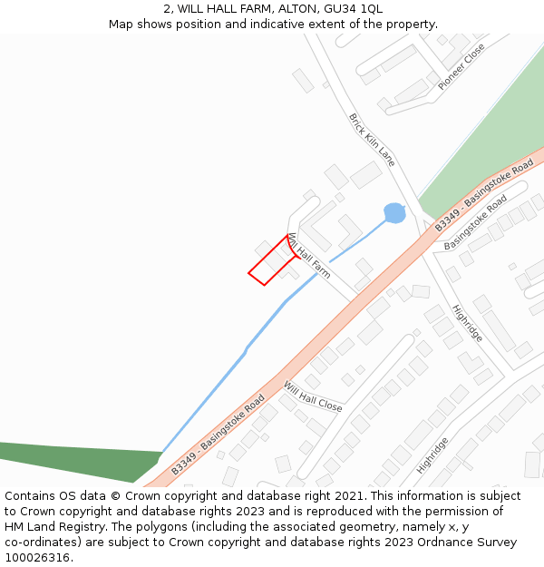 2, WILL HALL FARM, ALTON, GU34 1QL: Location map and indicative extent of plot