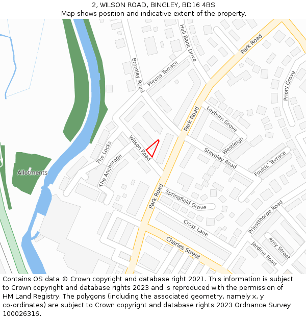 2, WILSON ROAD, BINGLEY, BD16 4BS: Location map and indicative extent of plot
