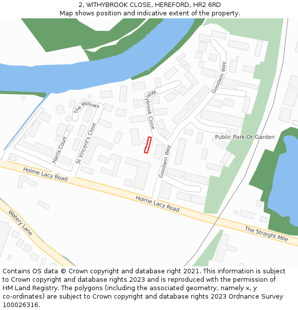 2, WITHYBROOK CLOSE, HEREFORD, HR2 6RD: Location map and indicative extent of plot