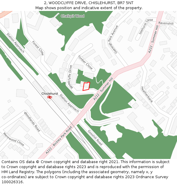 2, WOODCLYFFE DRIVE, CHISLEHURST, BR7 5NT: Location map and indicative extent of plot