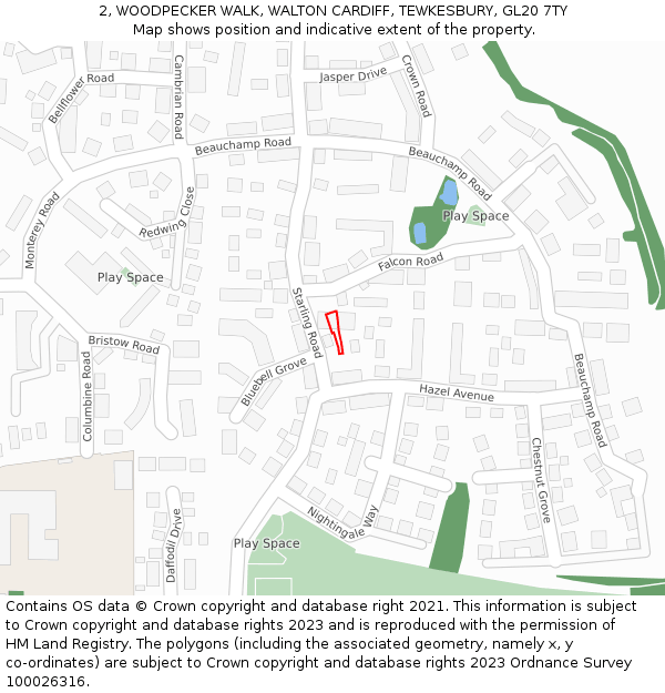 2, WOODPECKER WALK, WALTON CARDIFF, TEWKESBURY, GL20 7TY: Location map and indicative extent of plot
