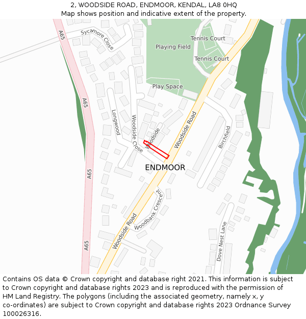 2, WOODSIDE ROAD, ENDMOOR, KENDAL, LA8 0HQ: Location map and indicative extent of plot