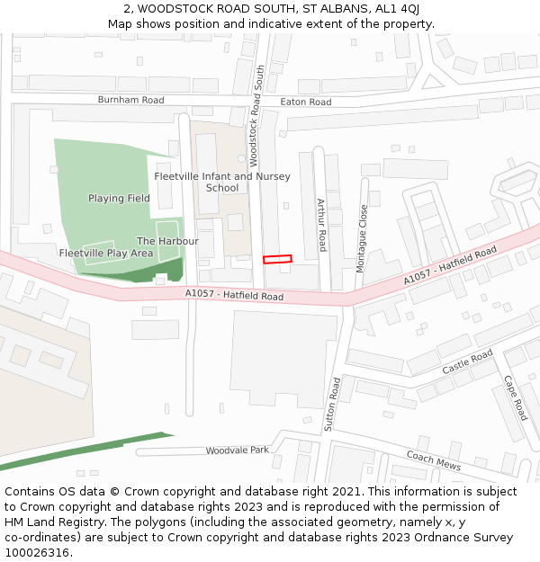 2, WOODSTOCK ROAD SOUTH, ST ALBANS, AL1 4QJ: Location map and indicative extent of plot