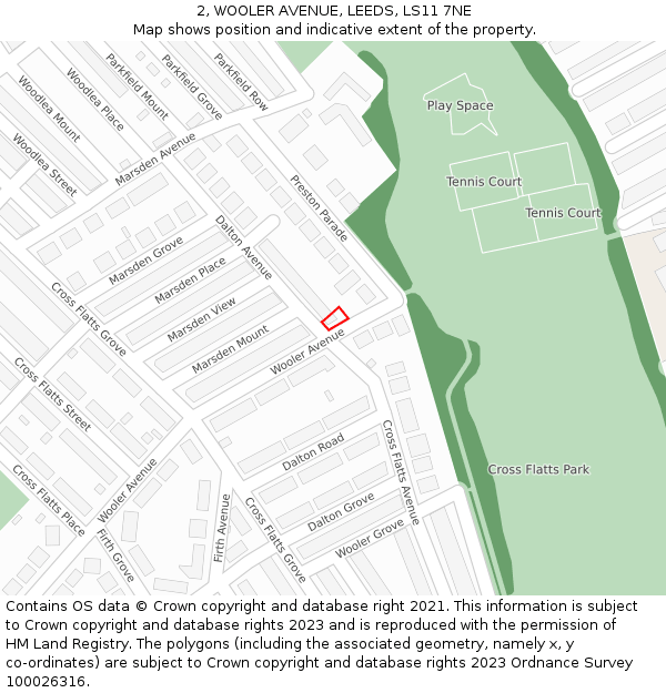 2, WOOLER AVENUE, LEEDS, LS11 7NE: Location map and indicative extent of plot