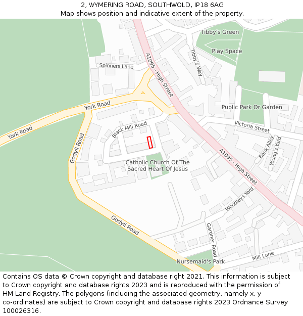 2, WYMERING ROAD, SOUTHWOLD, IP18 6AG: Location map and indicative extent of plot