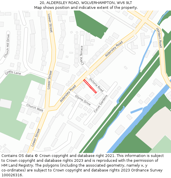 20, ALDERSLEY ROAD, WOLVERHAMPTON, WV6 9LT: Location map and indicative extent of plot