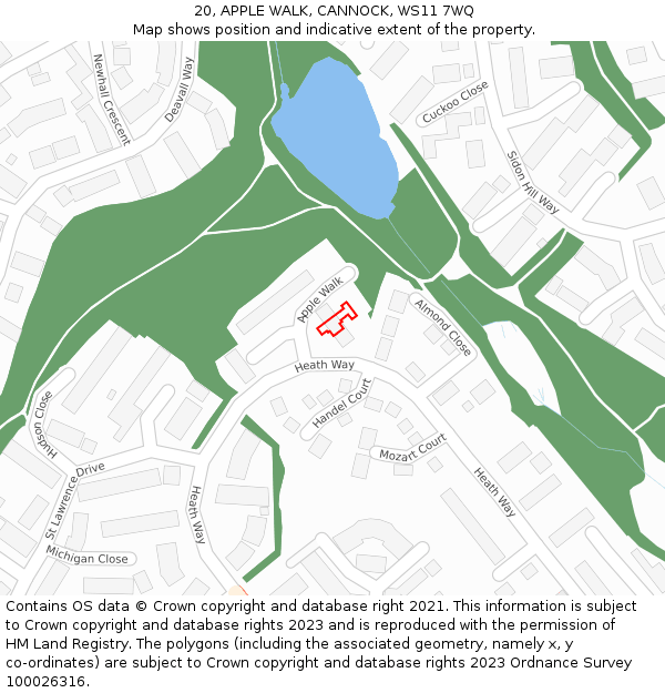 20, APPLE WALK, CANNOCK, WS11 7WQ: Location map and indicative extent of plot