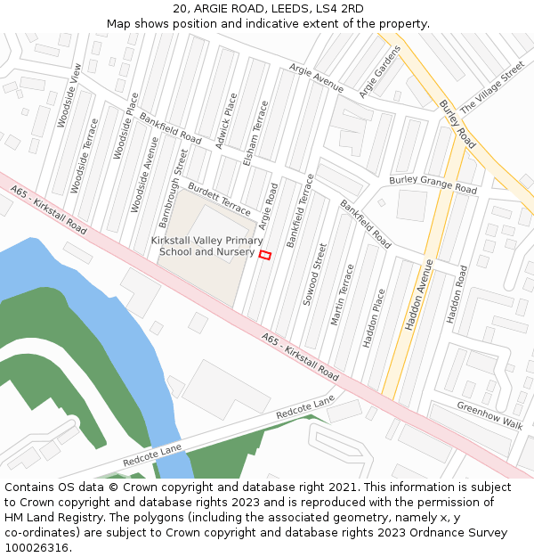 20, ARGIE ROAD, LEEDS, LS4 2RD: Location map and indicative extent of plot