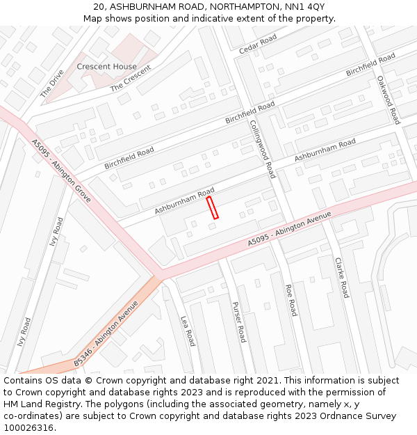 20, ASHBURNHAM ROAD, NORTHAMPTON, NN1 4QY: Location map and indicative extent of plot