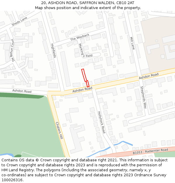 20, ASHDON ROAD, SAFFRON WALDEN, CB10 2AT: Location map and indicative extent of plot