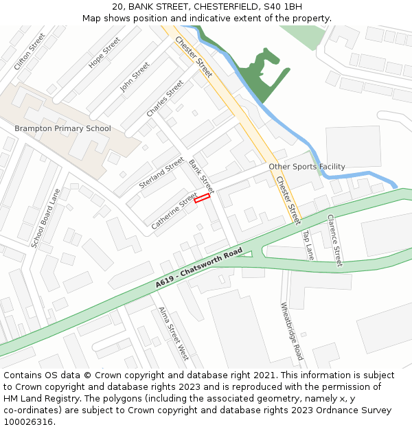 20, BANK STREET, CHESTERFIELD, S40 1BH: Location map and indicative extent of plot