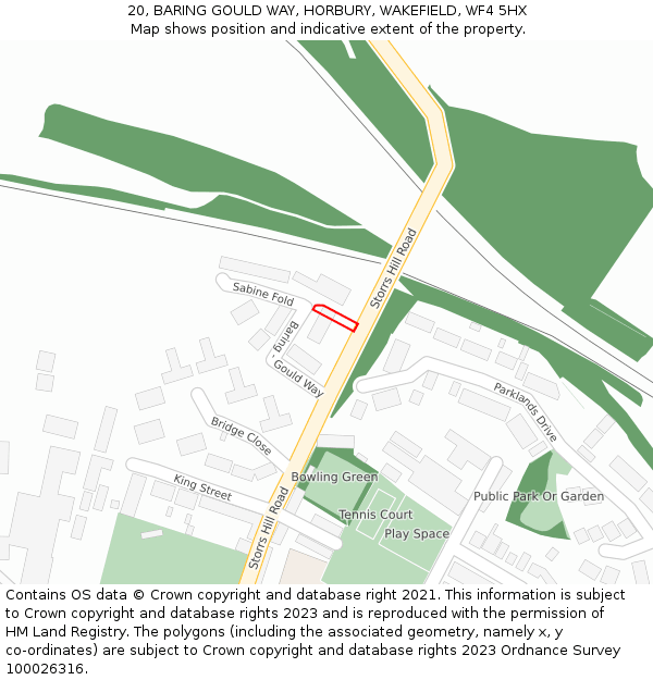20, BARING GOULD WAY, HORBURY, WAKEFIELD, WF4 5HX: Location map and indicative extent of plot