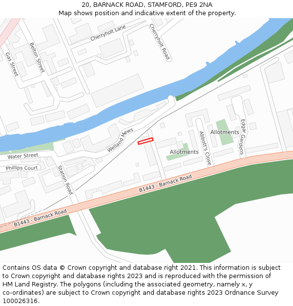20, BARNACK ROAD, STAMFORD, PE9 2NA: Location map and indicative extent of plot