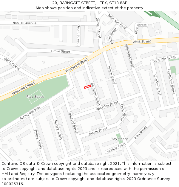 20, BARNGATE STREET, LEEK, ST13 8AP: Location map and indicative extent of plot
