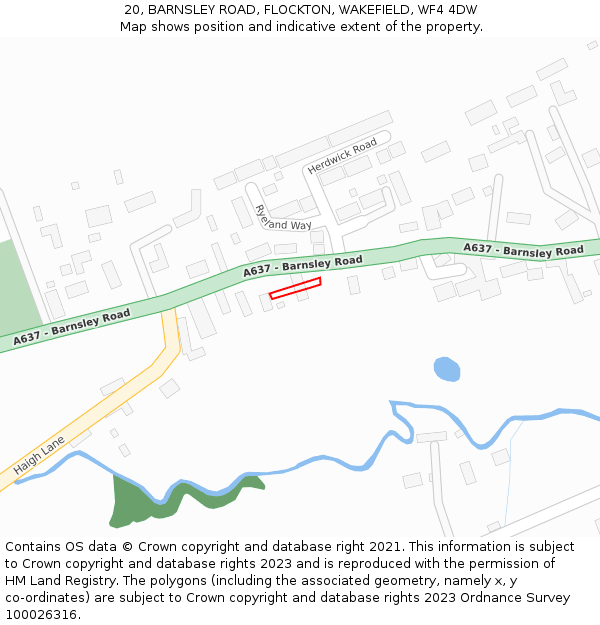 20, BARNSLEY ROAD, FLOCKTON, WAKEFIELD, WF4 4DW: Location map and indicative extent of plot